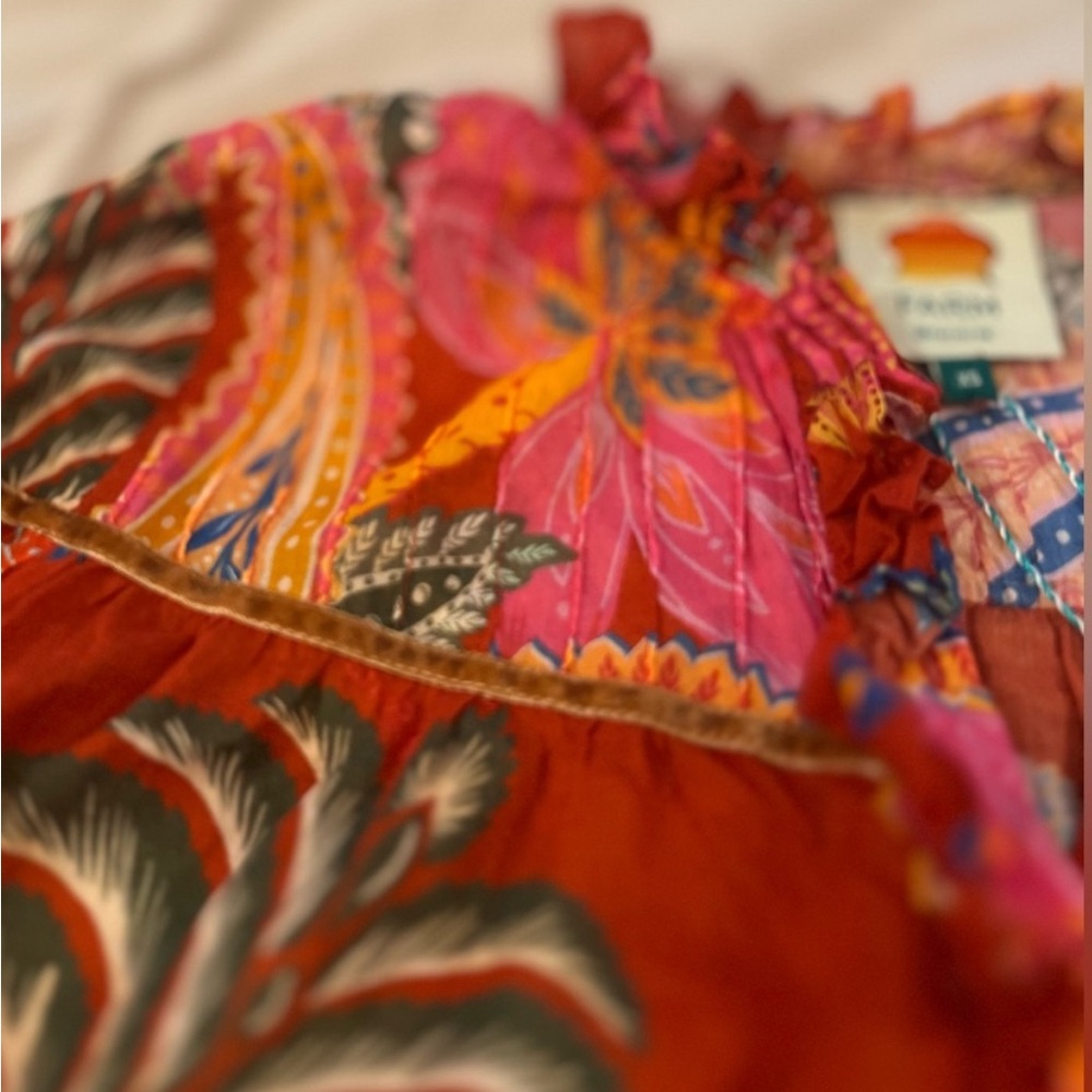 FARM Rio Paisley Long Sleeve Button Up Blouse, NEW - Picture 10 of 14